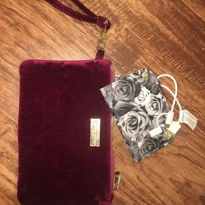 Maroon Suede Wristlet with Portable Charger